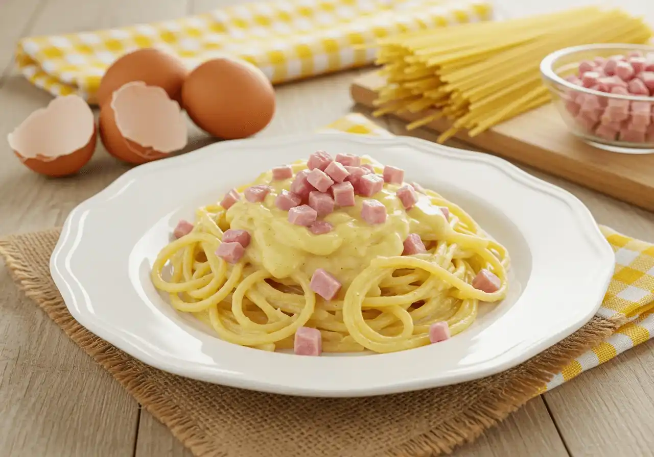 pasta alla carbonara con la pancetta