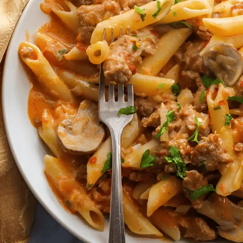 pasta funghi e salsiccia